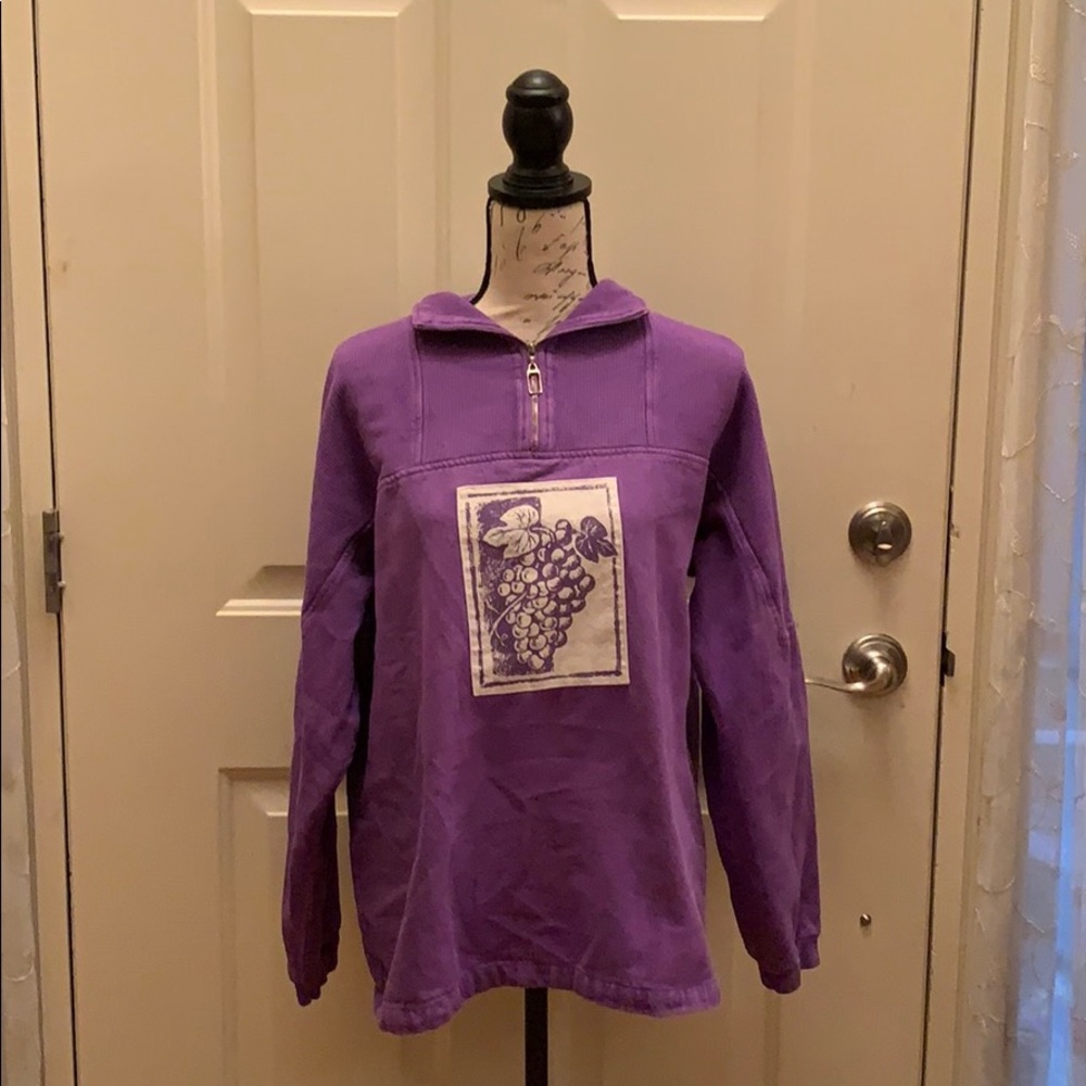 Denim jacket/ sweater grapes